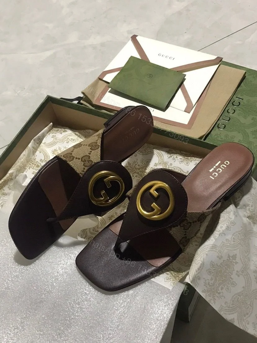 View 4 of GUCCI BLONDIE THONG SANDALS BROWN P00810550