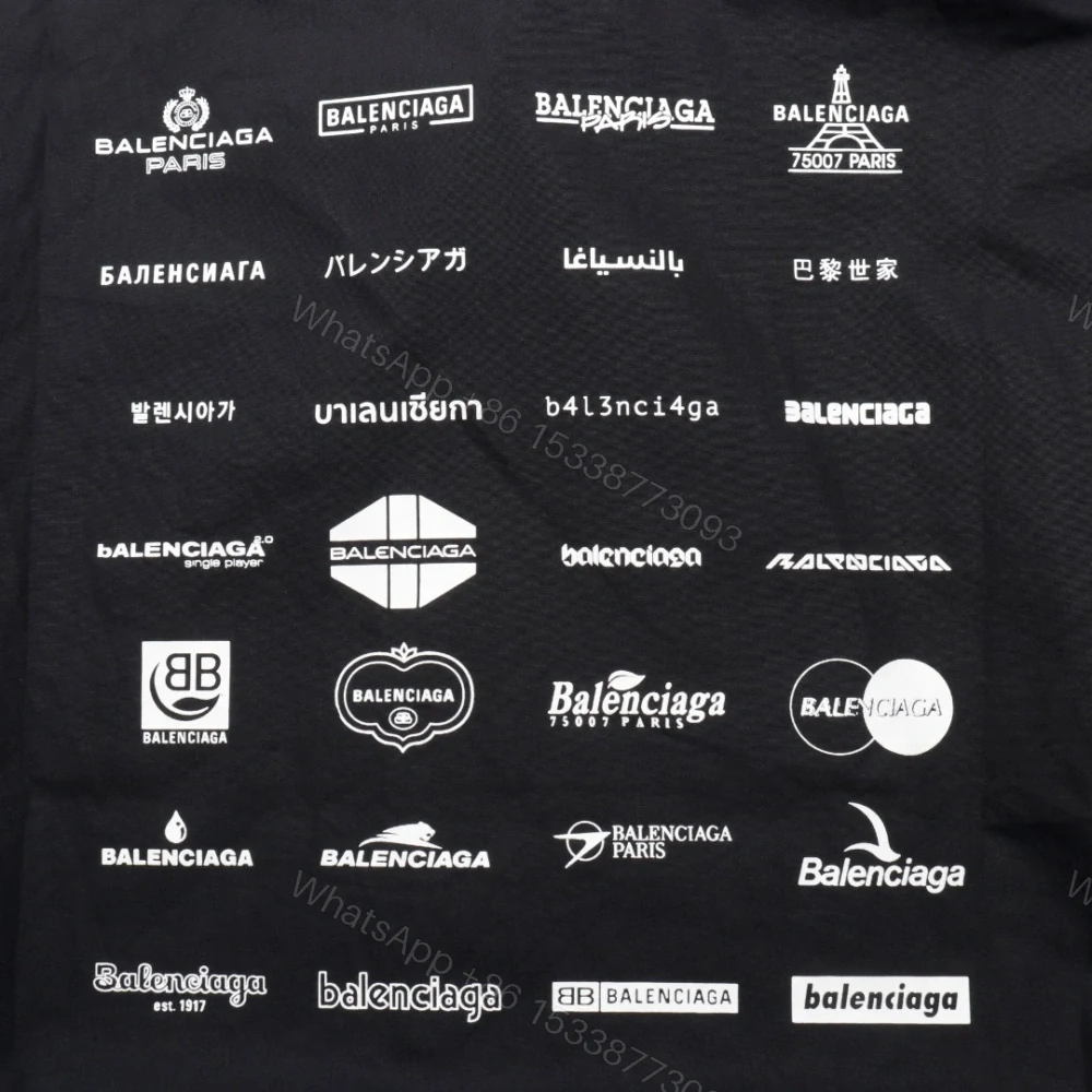 View 8 of 高仿Balenciaga*SS24系列725377歷代LOGO襯衫黑色