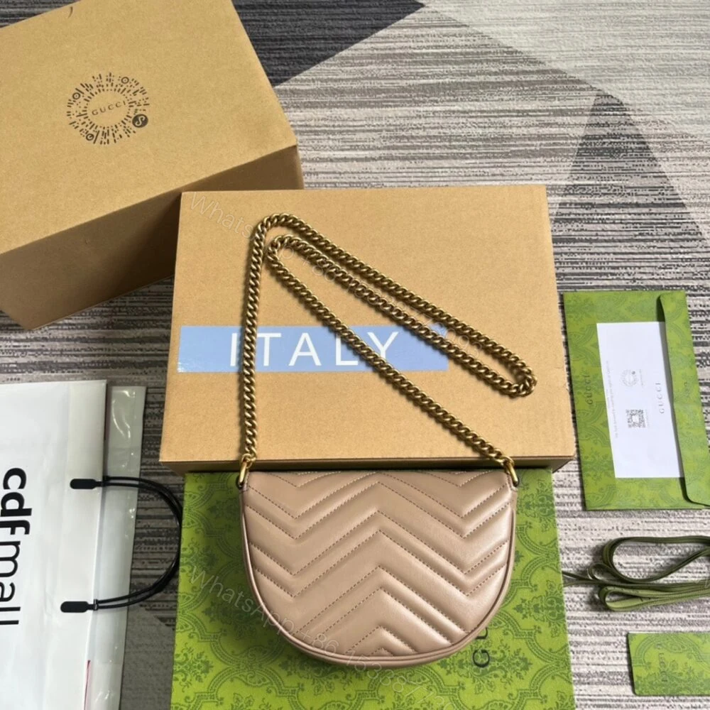 View 4 of Gucci GG Marmont Matelassé Chain Mini Bag Beige 20Cm