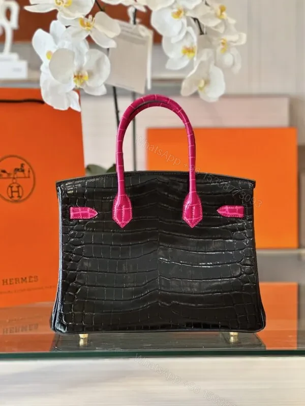 View 8 of HN 30 Black/Pink Genuine Crocodile Leather – Custom Made