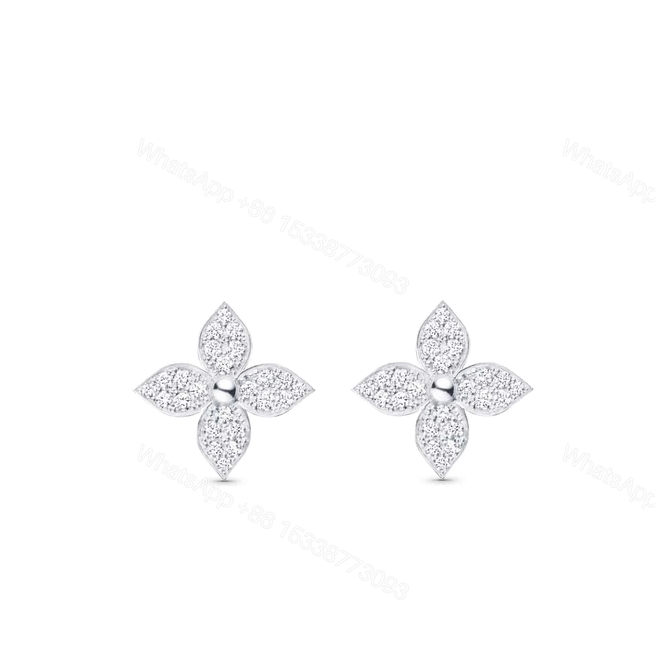 LOUIS VUITTON IDYLLE BLOSSOM STUD EARINGS WHITE GOLD Q96966 — view 1