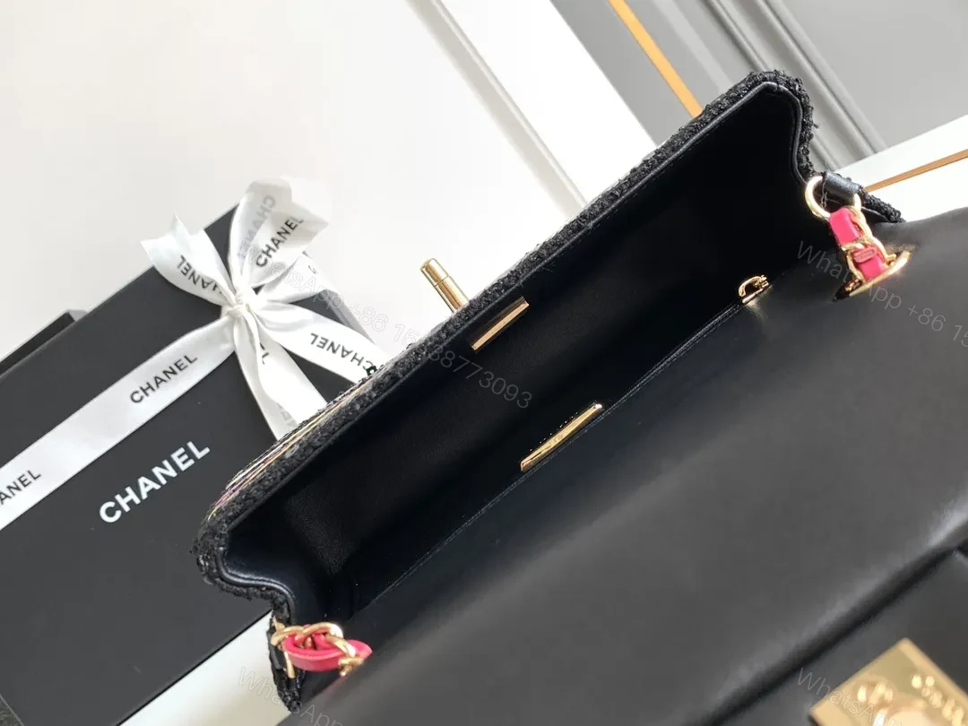 View 8 of Colorful Tweed Crossbody Bag: Compact Luxury in Striped Style