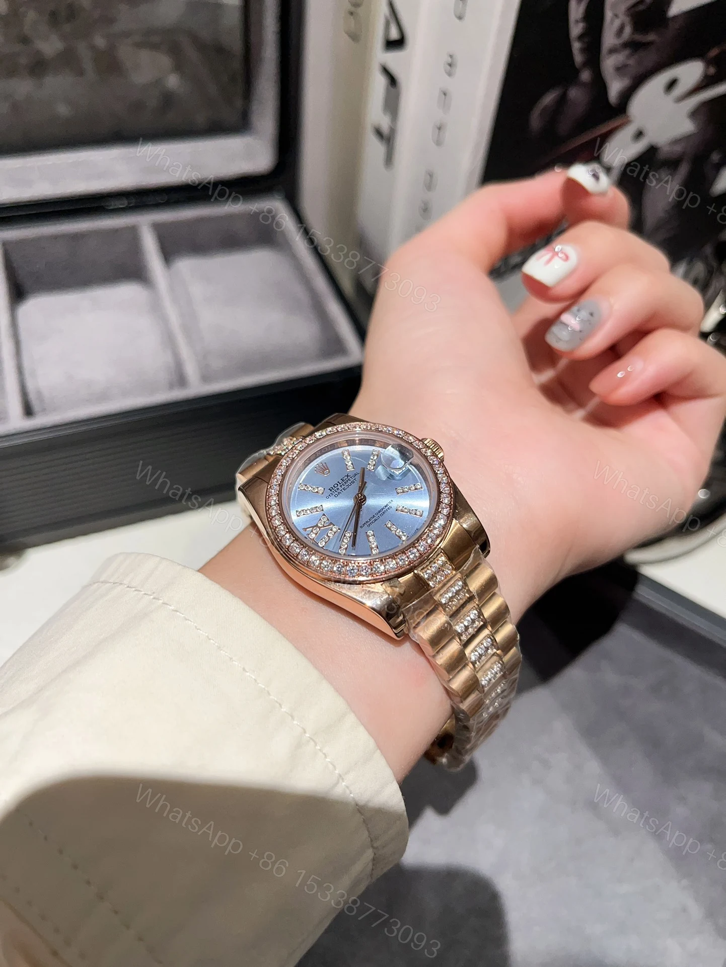 View 6 of Rolex Datejust Diamond In Rose Gold With Blue Dial 31Mm