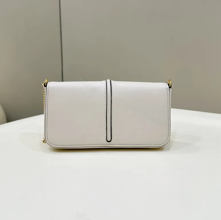 View 3 of Chic White Leather Set: Gold Chain, Designer-Inspired Bag