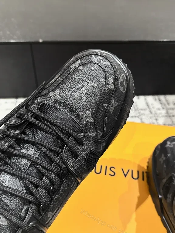 View 5 of Monochrome LV-Style High-Tops with Subtle Patterned Monogram Sneakers
