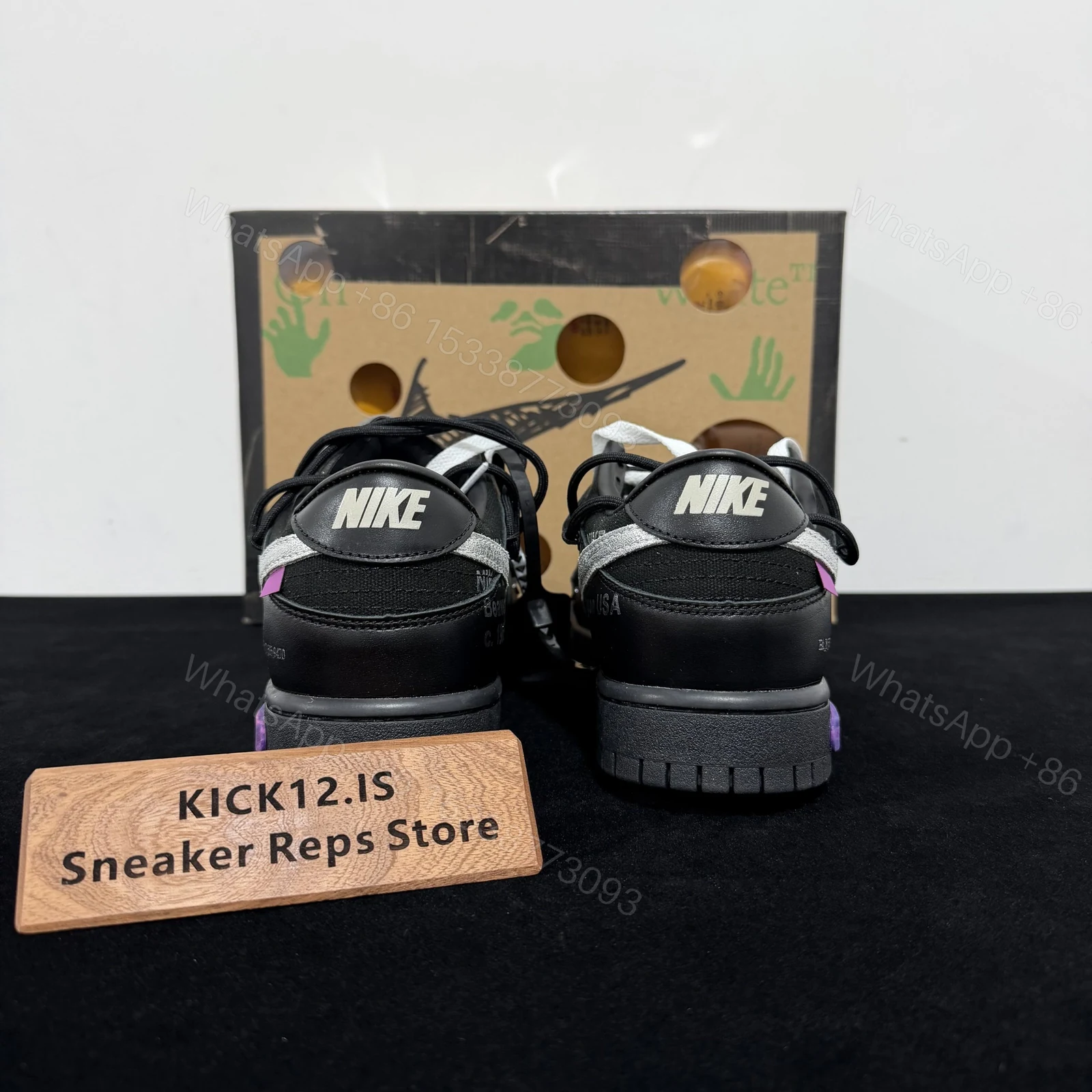 View 7 of Off-White × Nike Dunk Low Lot 50 Black Replicas