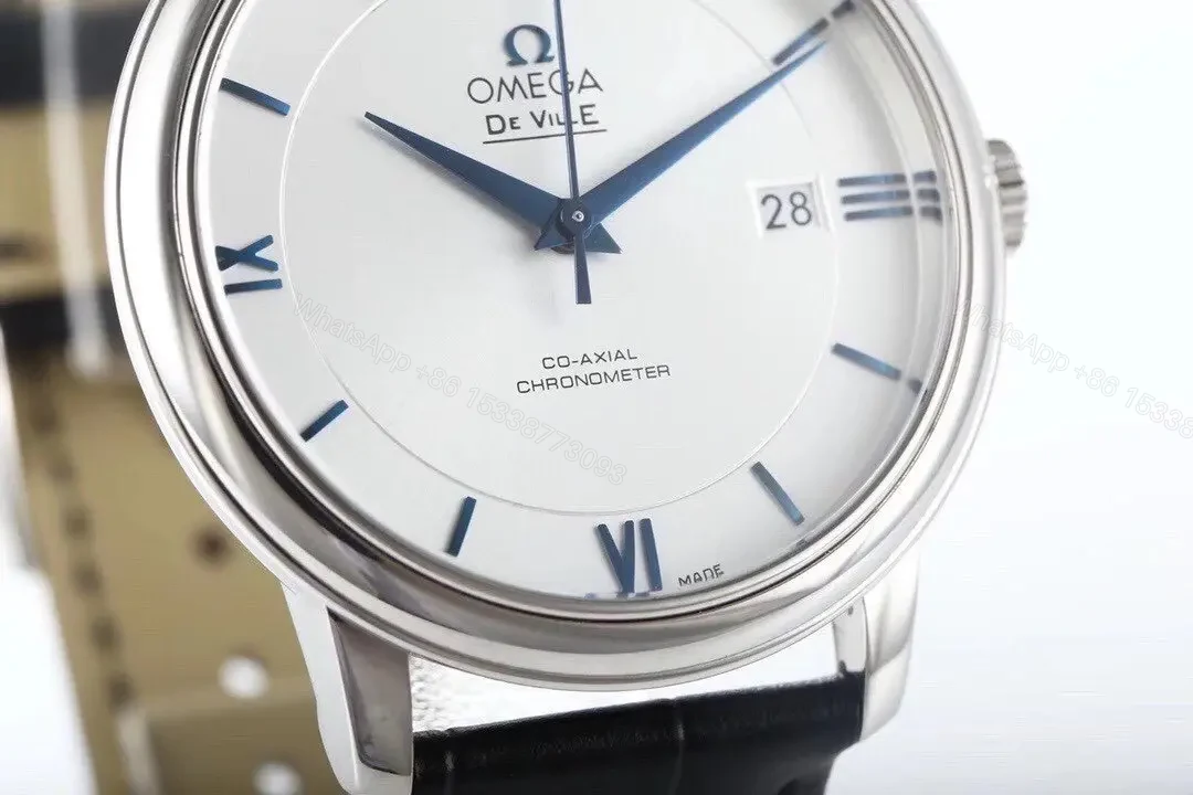 View 4 of Omega DeVille Prestige Silver Dial Black Leather Strap Watch 39.5mm