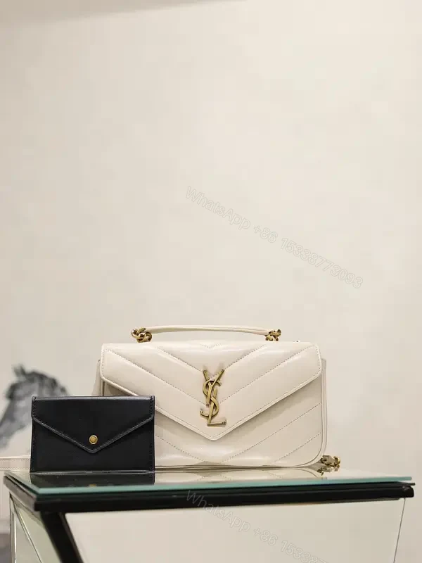 White Leather Luxury Handbag Chevron Quilted Top Handle Bag — view 1