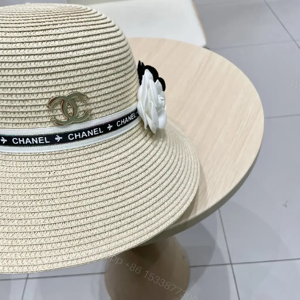 View 2 of Straw Hat + Natural Straw + Chic + Logo Accent + Hat