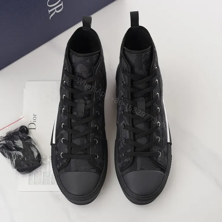View 6 of Black Monogram Dior High-Top Sneakers with Luxe Street Style