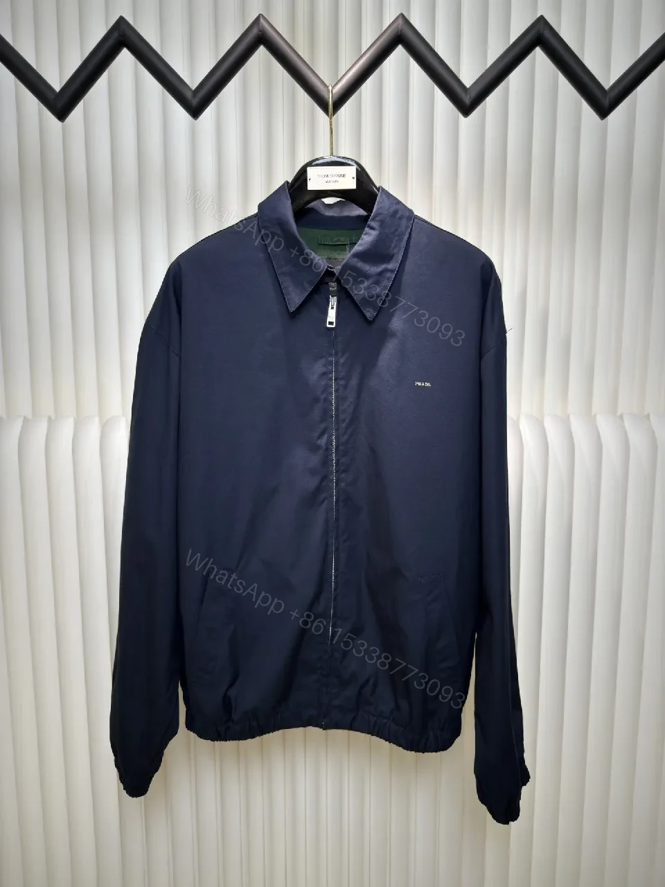 Navy Windbreaker: Minimalist Luxe Light Shell, Subtle Logo — view 1