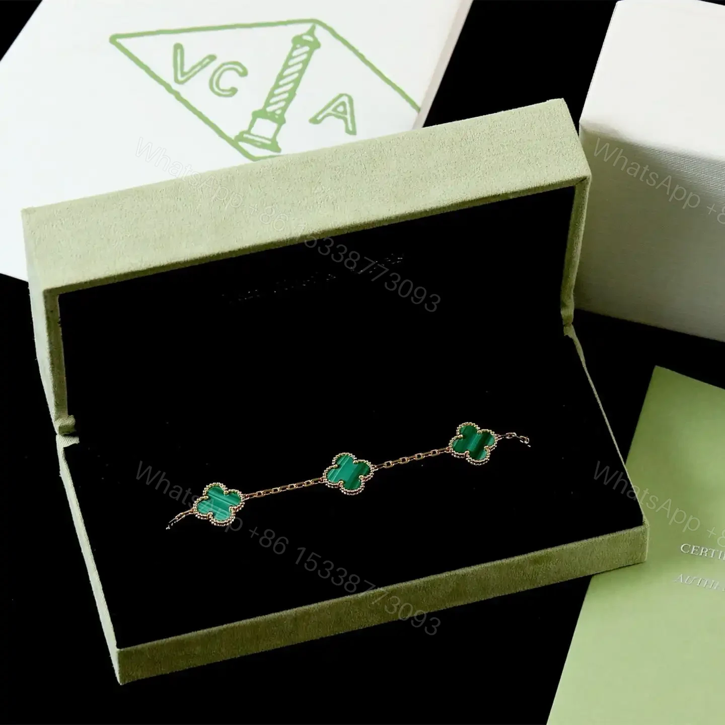 View 14 of 高仿首飾VanCleef&Arpels*RL80900孔雀石黃金手鏈