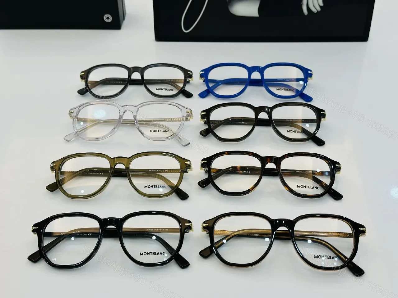 View 9 of Bold Black Montblanc-Style Eyeglasses: All-Day Comfort, Gold Details
