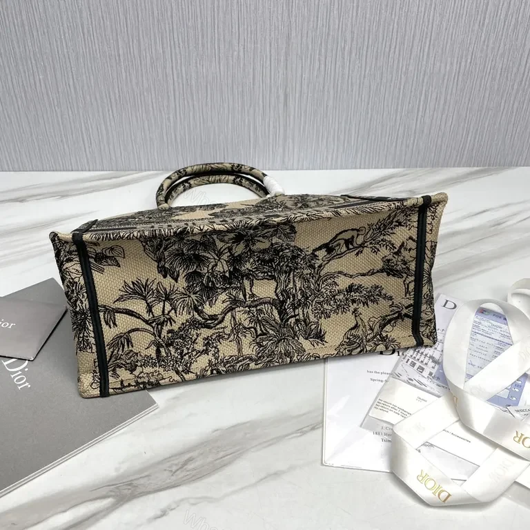 View 6 of Botanical Dior-Style Tote: Statement Pattern, Everyday Versatility