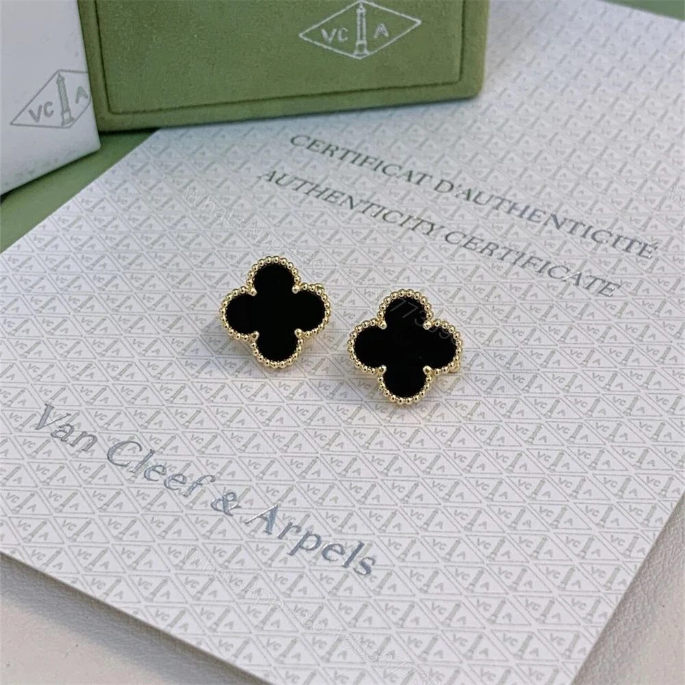 Van Cleef & Arpels Vintage Alhambra Earrings Onyx 18K Yellow Gold VCARA44200 — view 1