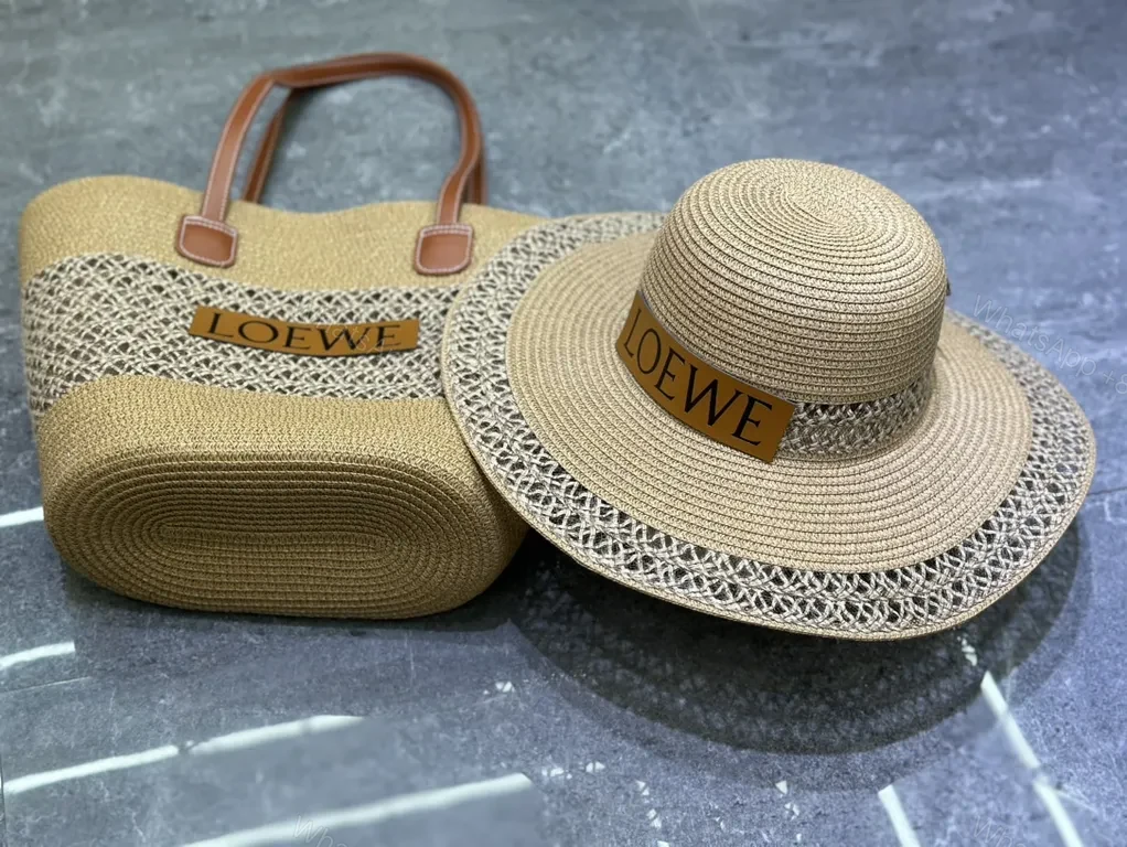 View 7 of Loewe Straw-Texture Set: Coastal Luxury Tote & Hat Set