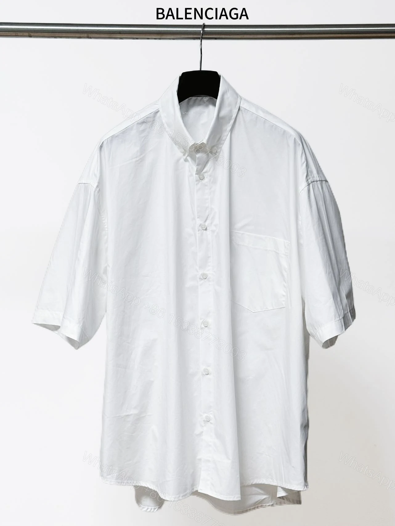 Balenciaga 高仿襯衫 男款白色極簡短袖寬鬆休閒襯衣 — view 1