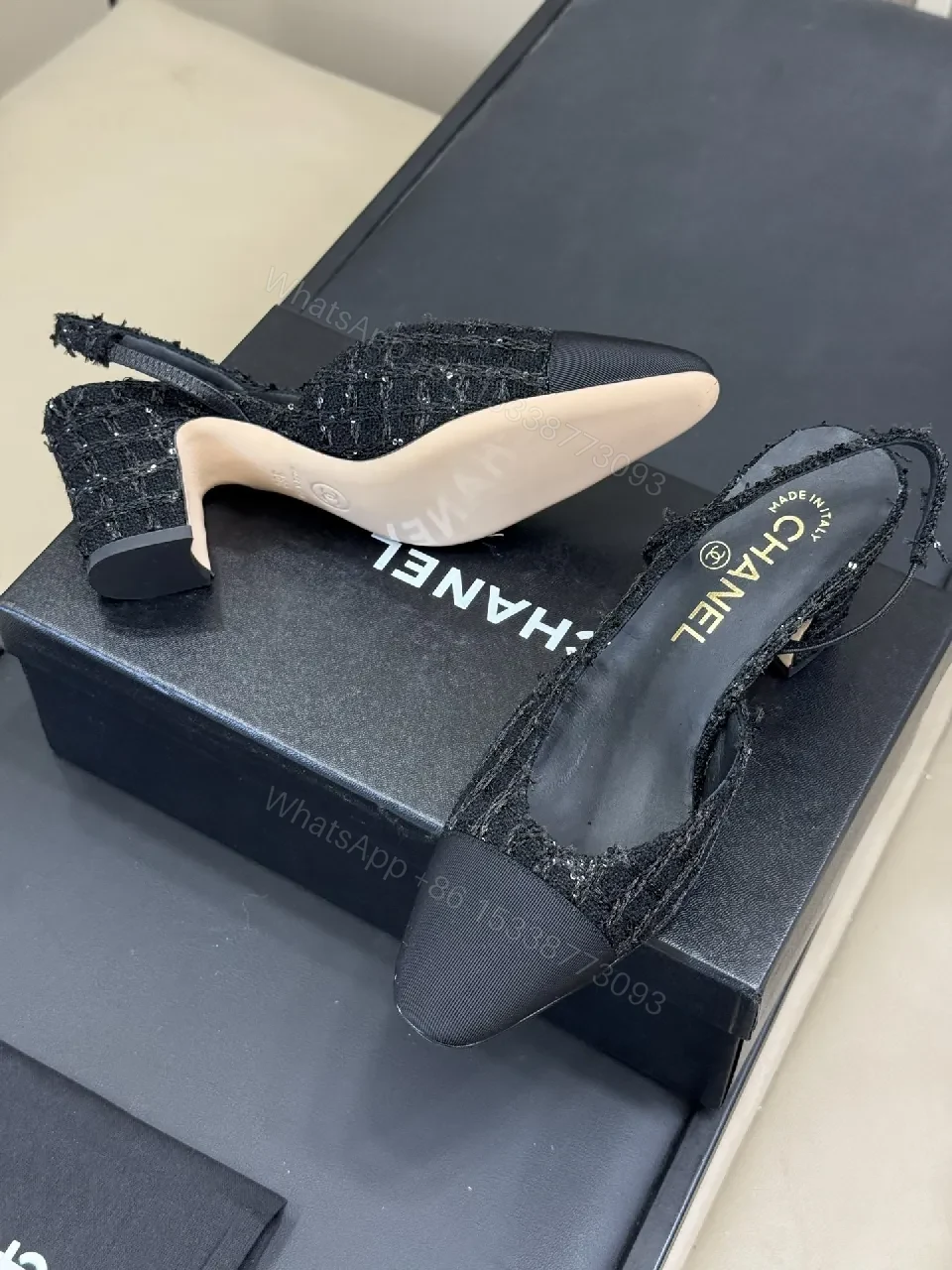 View 7 of Tweed Texture Slingback Pumps: All-Day Glamour, Pointed Toe