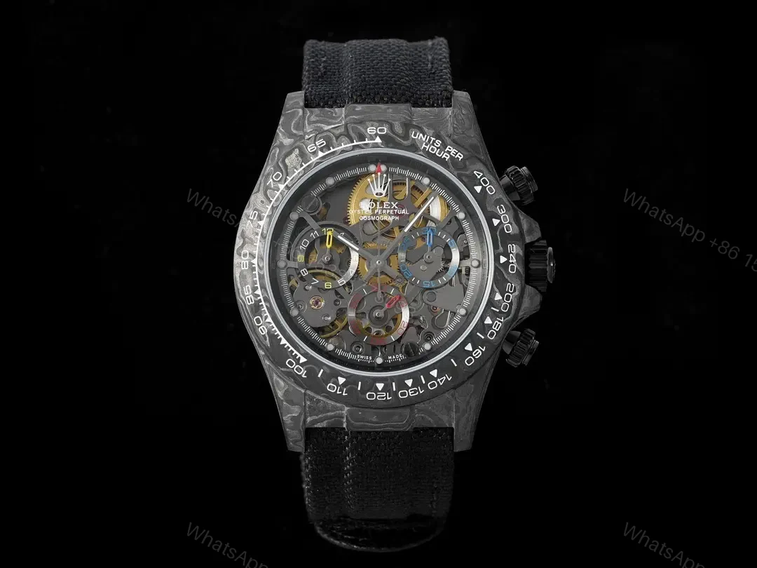 Rolex Daytona Carbon Fiber Skeleton Dial Automatic Watch RLX-DAY-CARBON-4130-SKL — view 1