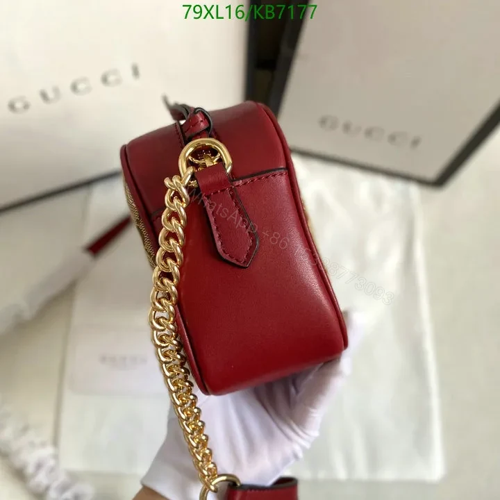 View 6 of Gucci Replica GG Marmont Small Beige Canvas Shoulder Bag with Leather Trim CXV319
