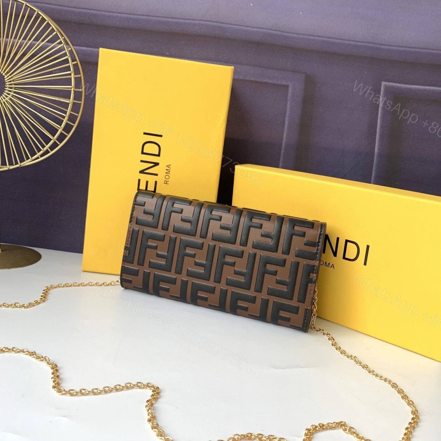 View 9 of Fendi Continental with Chain – Brown – Clutches