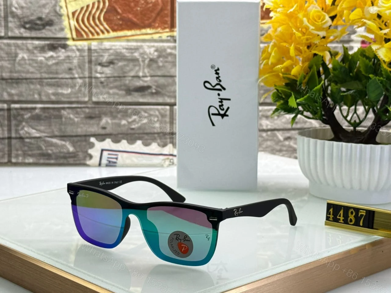View 10 of Ray-Ban Square Sunglasses Black-Grey