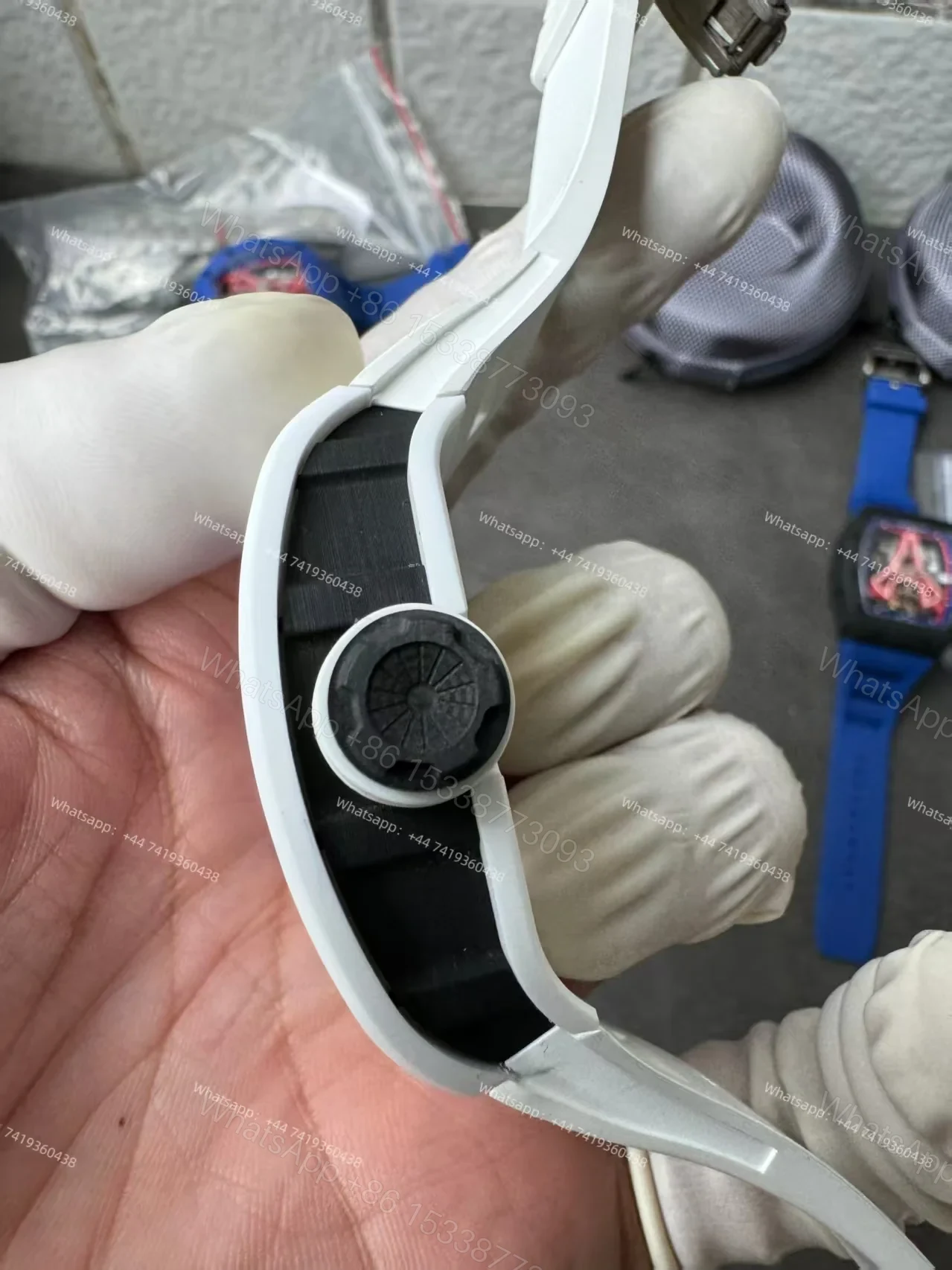 View 13 of Super Clone Richard Mille RM52-03 White Ceramic Paris Saint-Germain Skeleton Tourbillon 1:1 Replica Watch
