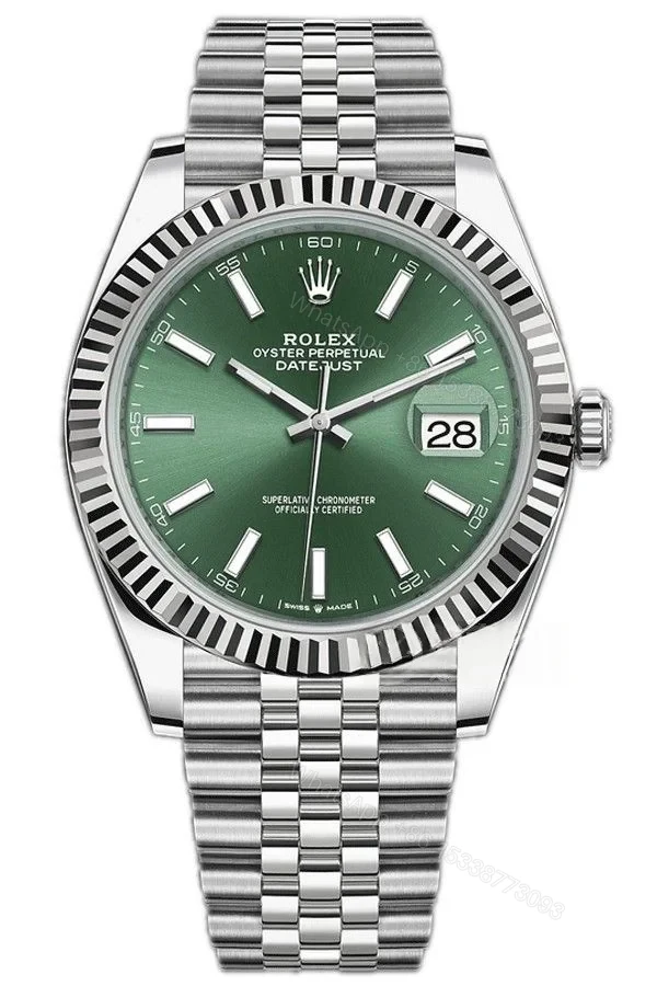 Rolex Datejust M126334-0028 1:1 Replica Green Dial Jubilee 41MM 3235 Movement Super Clone Watch — view 1