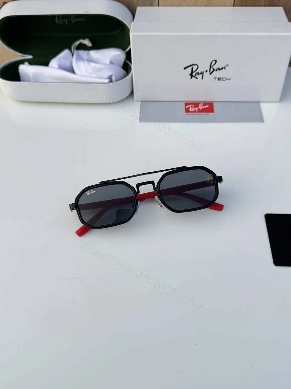 View 2 of First Copy RayBan 7328 Black Red Stylish Sunglasses Premium UV Protected Eyewear
