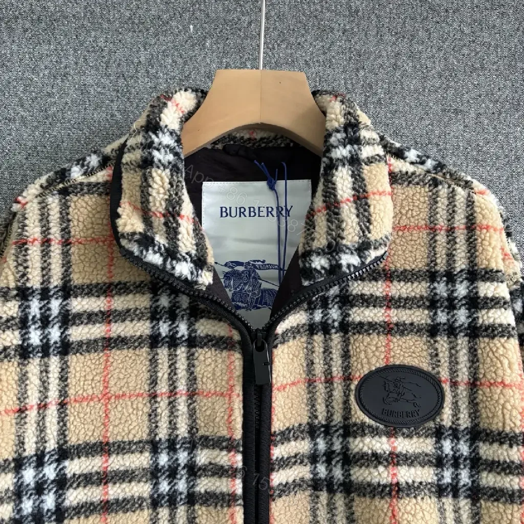 View 4 of Textured Plaid Fleece Jacket: Luxe Zips & Badge (60 chars)