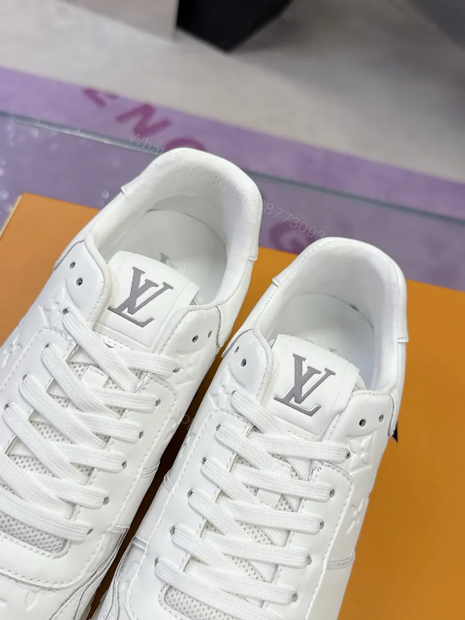 View 3 of White Leather Luxe Sneakers: Subtle Texture, All-Day Comfort