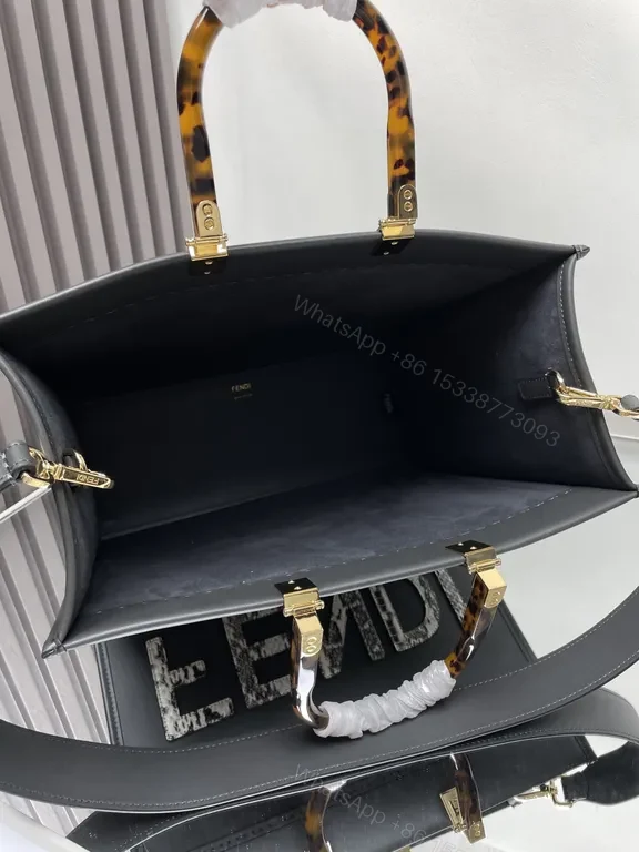 View 6 of Fendi Roma Tote: Structured Gray Luxury with Logo Flair
