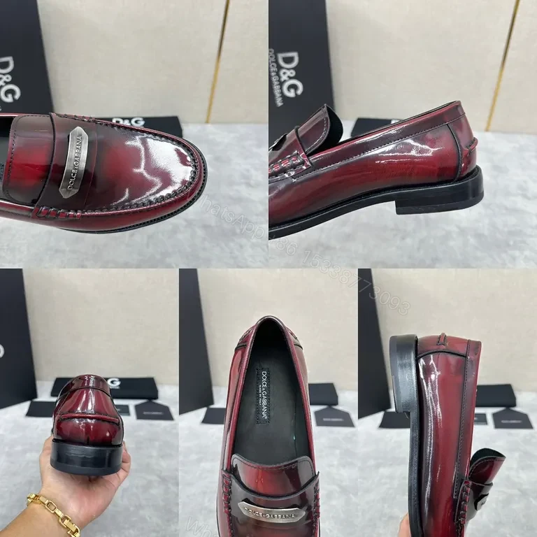 View 7 of Lux Patina Burgundy Leather Penny Loafers - Hand-Finished Shine