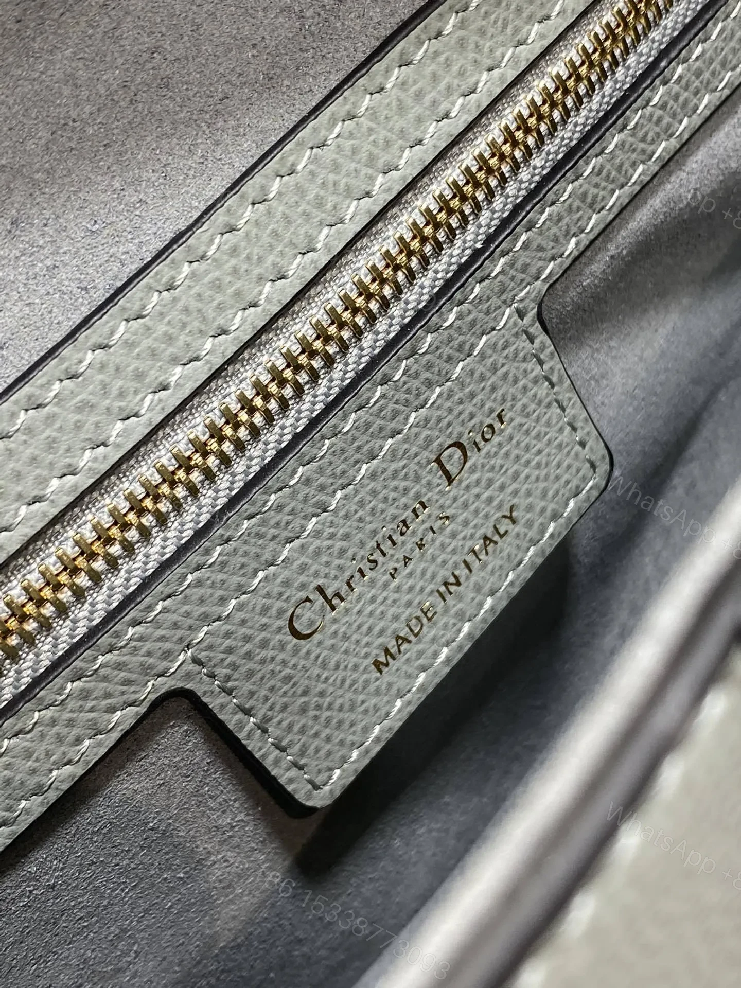 View 7 of Dior Saddle Bag in Stone Gray Gold Hardware