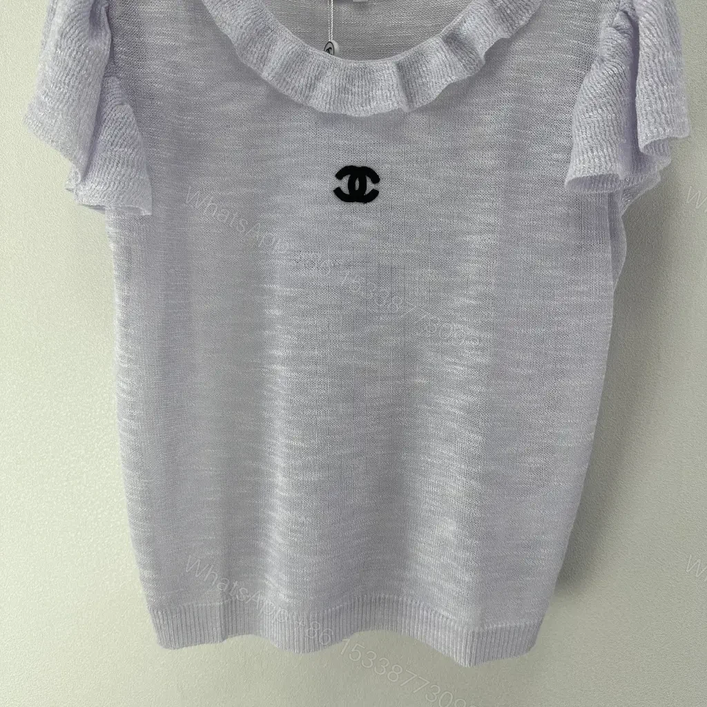 View 7 of Soft Rayon-Cotton Knit Top with Flounce Sleeve Details