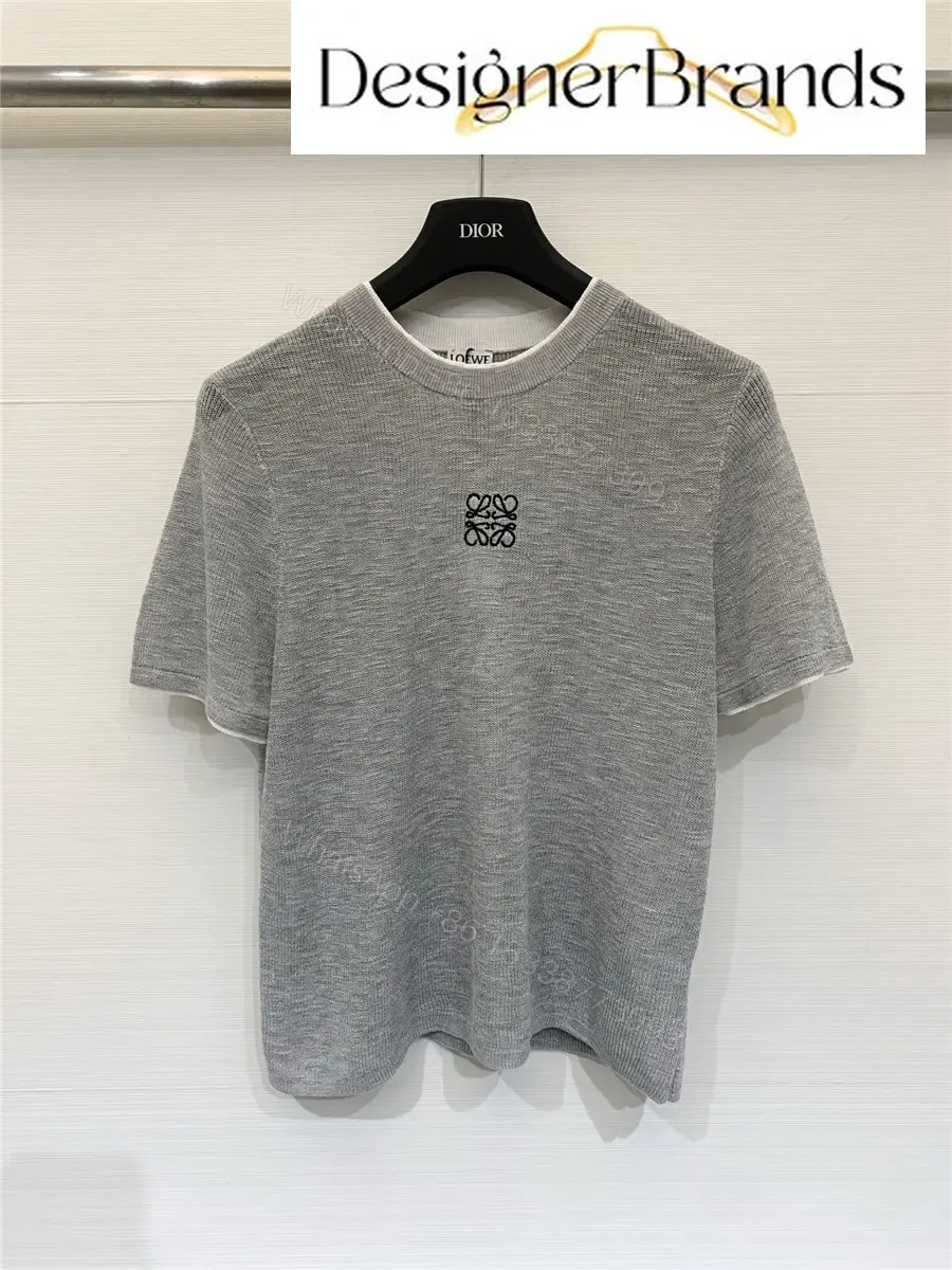 Loewe Grey Knitted Short-Sleeve T-Shirt — view 1