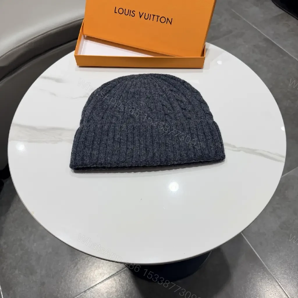 View 2 of Charcoal Wool Knit Beanie, Luxe-Style, Signature Pin