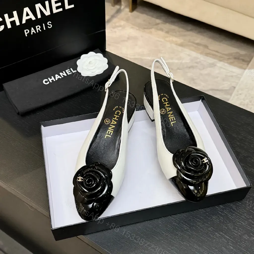 View 3 of Cream-Leather Two-Tone Rose Slingback Pumps, Luxe Style