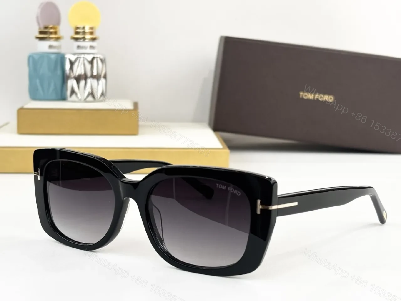 View 8 of Rose-Gold Acetate Sunglasses: Bold Square, Polarized Shine