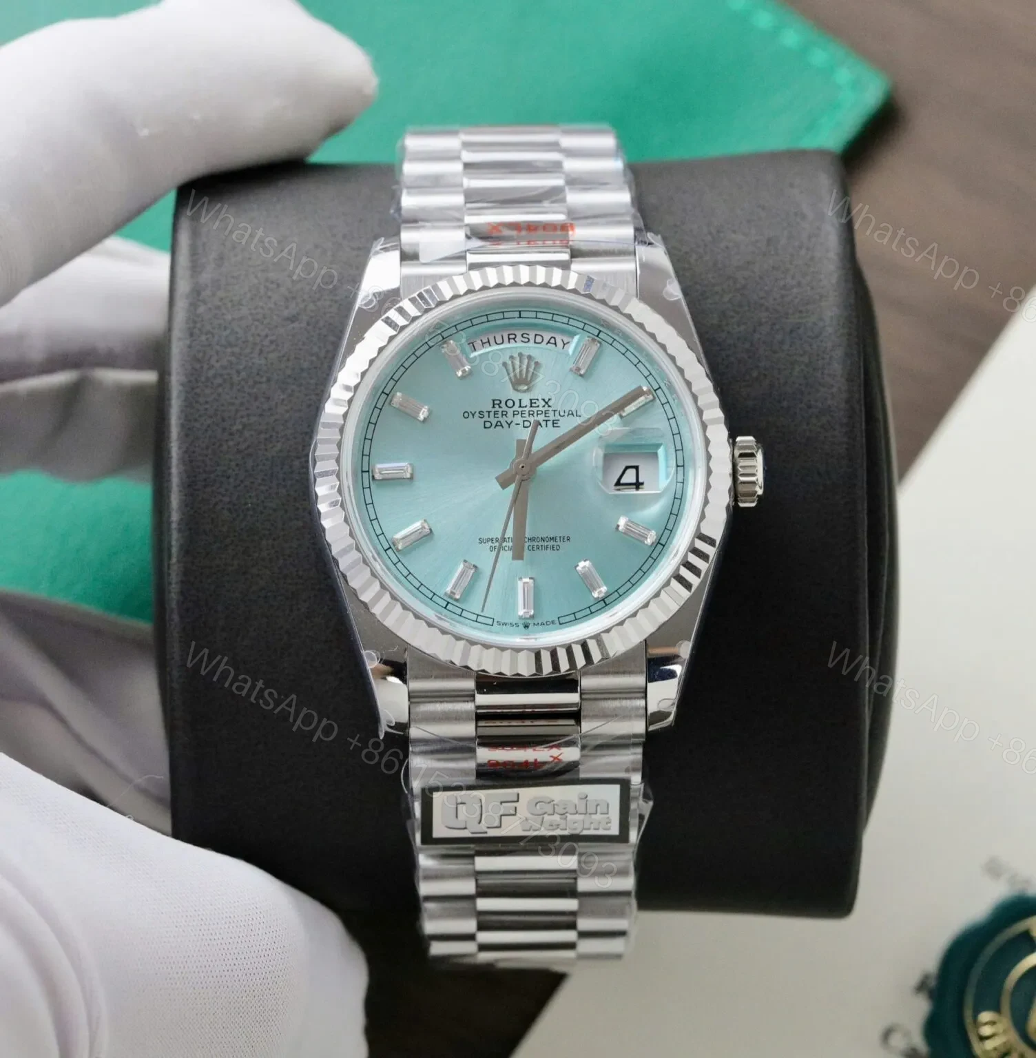 View 2 of Superclone Rolex Day-Date Ice Blue Diamond Dial 128236-0009 36 mm
