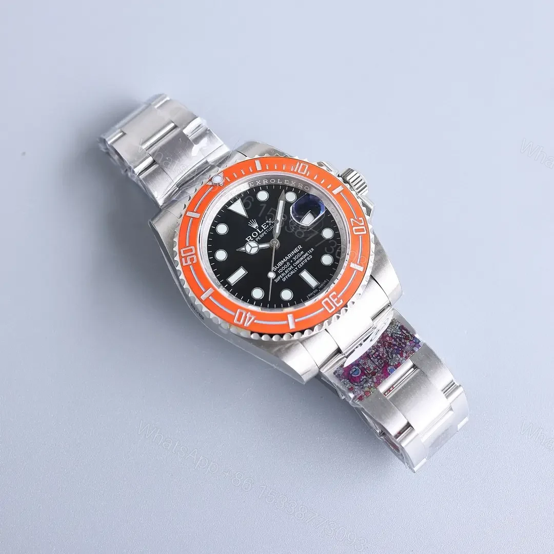 View 9 of Premium Rolex Clean Factory Orange Submariner replica 4oMM B33 Oyster Bracelet Edition RG-CLEAN-SUB-B33-ORANGE-OYSTER