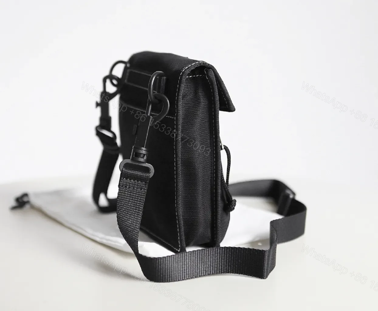 View 9 of Black Fabric Crossbody: Compact Utility Messenger, Urban Luxe, Everyday Organizer