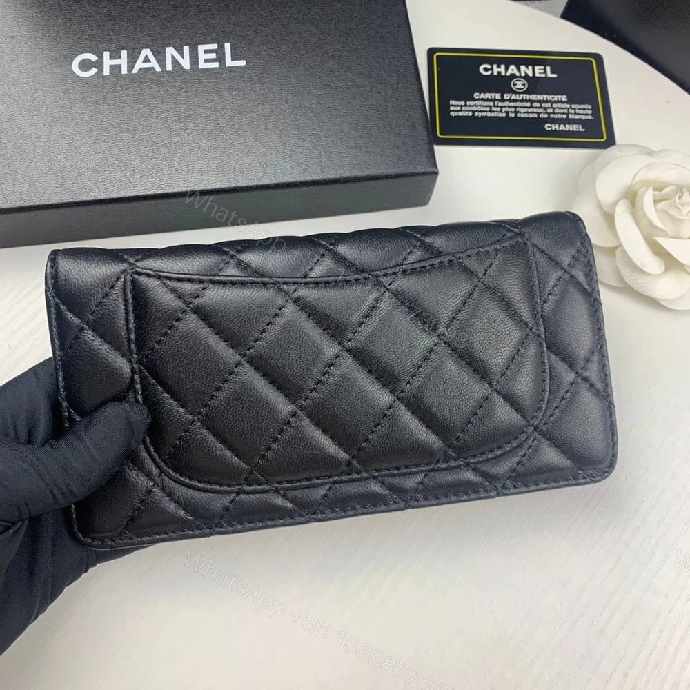 View 5 of Chanel Black Quilted Classic Long Flap Wallet 19.5Cm