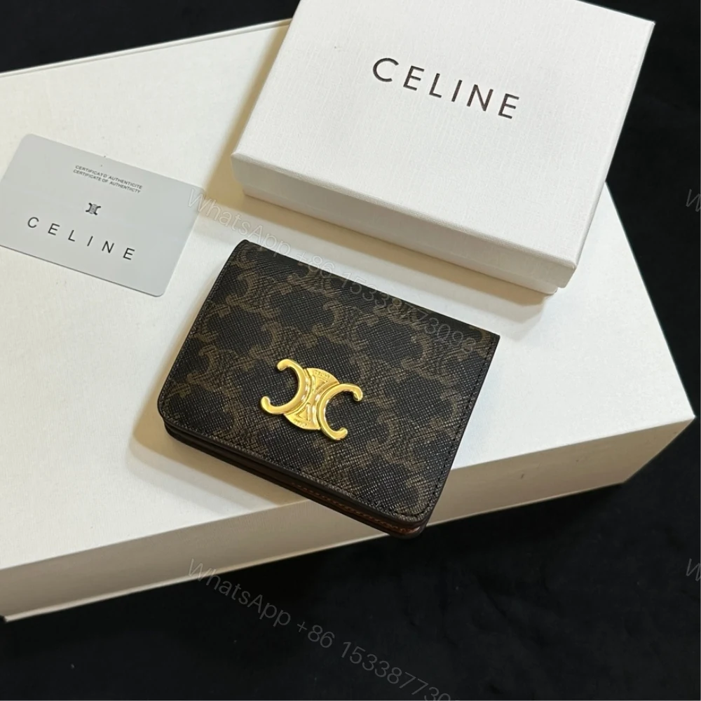View 4 of CELINE SMALL TRIOMPHE CANVAS TAN WALLET BROWN 11CM
