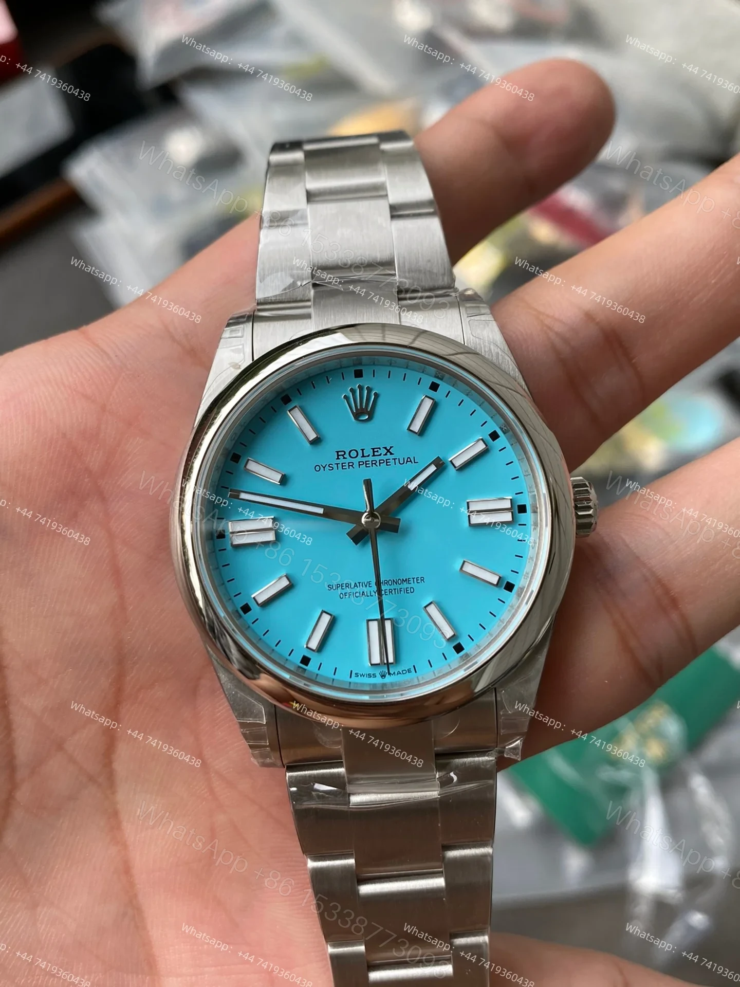 View 4 of Rolex Super Clone Oyster Perpetual M124300-0006 41mm Tiffany Blue Dial 3230 Movement