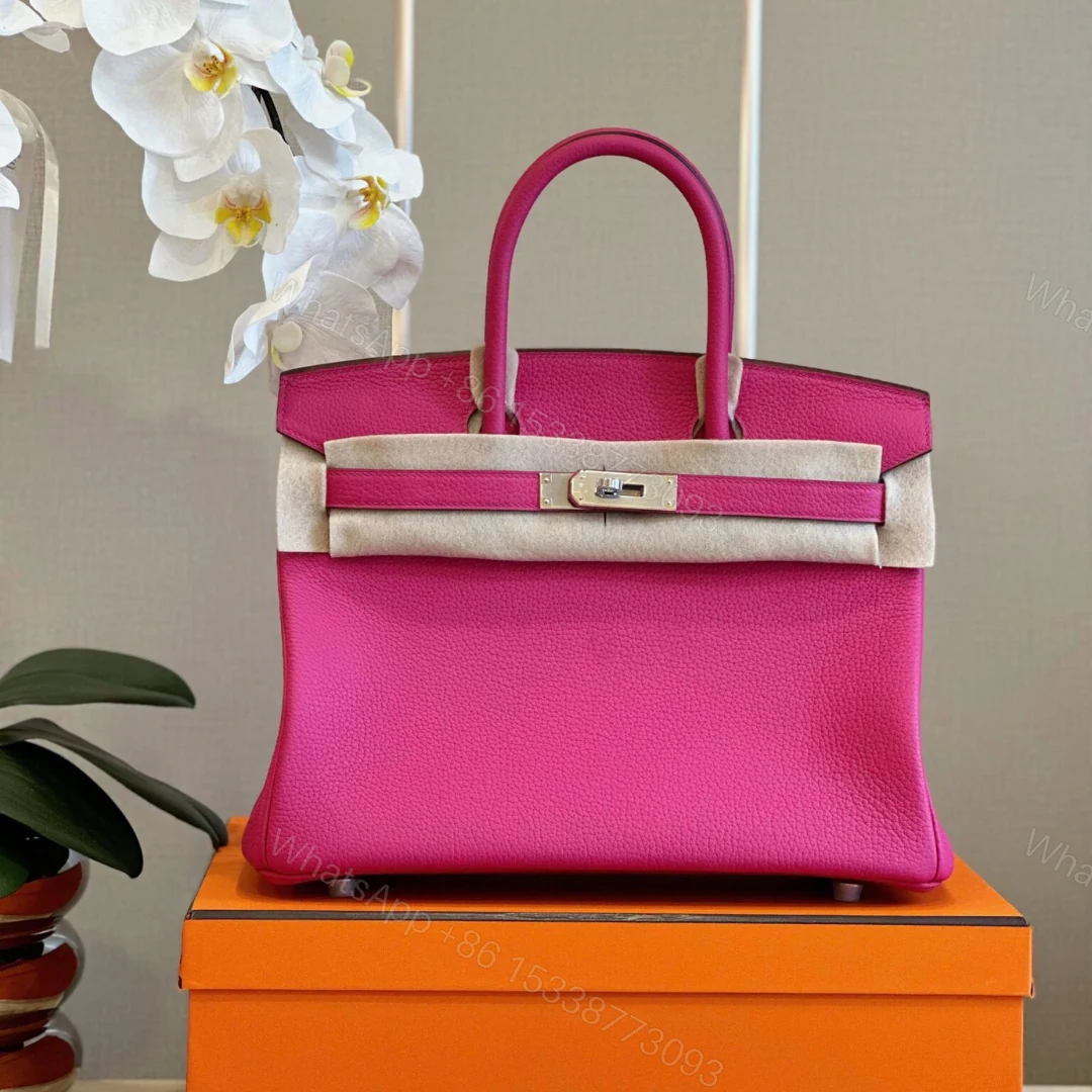 Hermès Birkin 30 Rose Shocking Taurillon Clemence Palladium Hardware — view 1