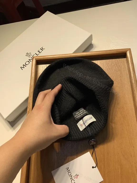 View 8 of Cozy Black Knit Beanie â€” Premium Moncler Warmth Hat