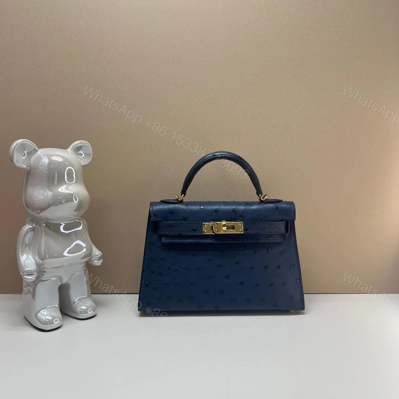 View 4 of HERMES Ostrich Kelly Mini 20 Violine