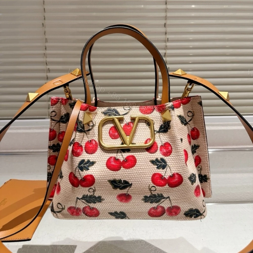 View 2 of VALENTINO GARAVANI VLOGO SIGNATURE CHERRYFIC MOTIF BAG BEIGE 26CM
