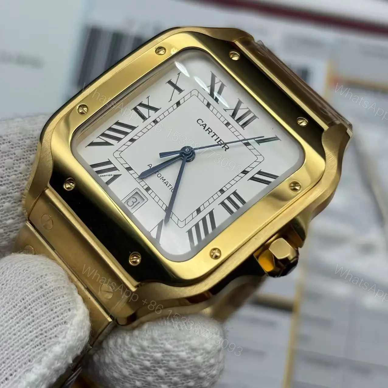 View 2 of Clone Replica Cartier Santos W2SA0009 Gold Watch